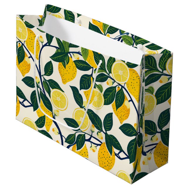 Vibrant Lemon Grove Large Gift Bag (Front Angled)