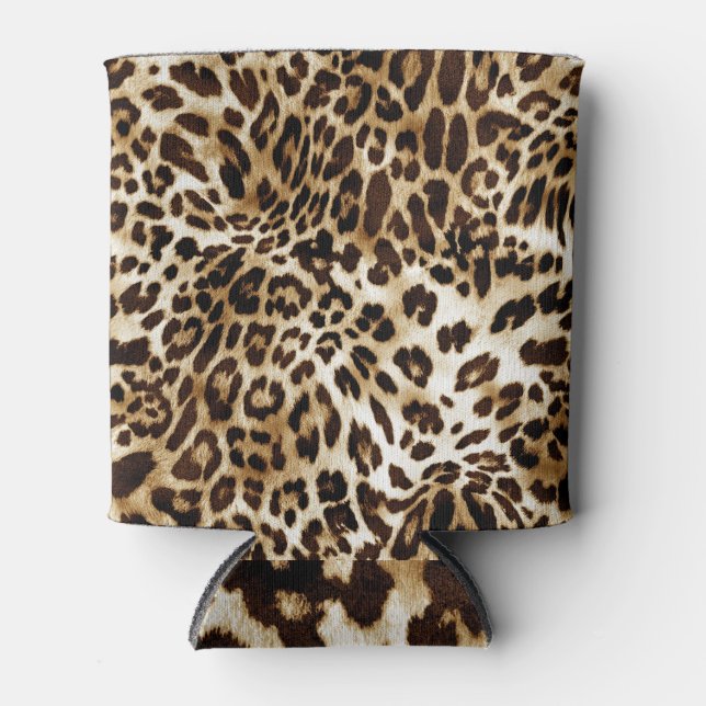 Vibrant Leopard: Colourful Textile Design. Can Cooler (Front)
