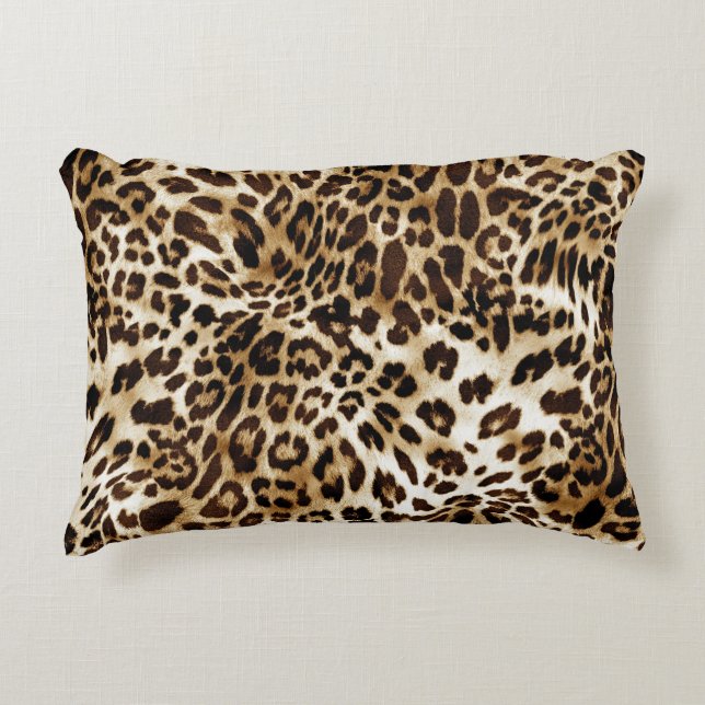 Vibrant Leopard: Colourful Textile Design. Decorative Cushion (Front)
