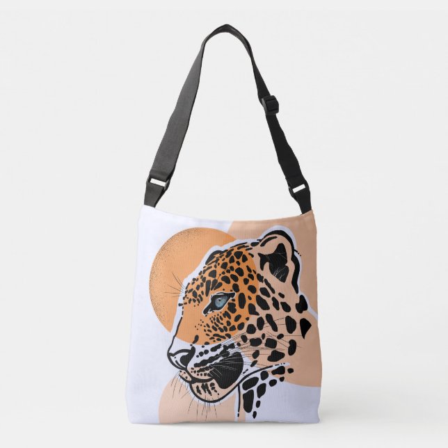 Vibrant Leopard Print Tote Bag in Bold Orange Tone (Front)