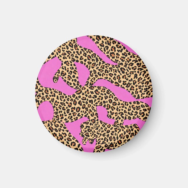 Vibrant Leopard Silhouette Art  Magnet (Front)