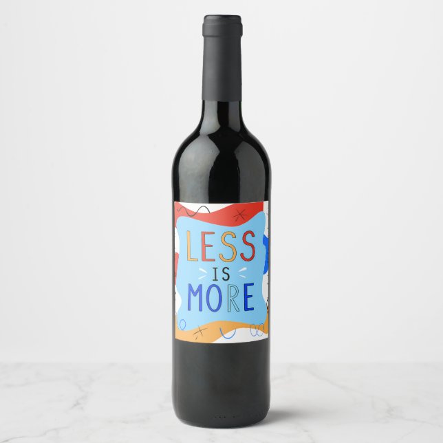 Vibrant "Less Is More" Abstract Graphic Wine Label (Front)