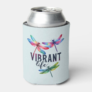 Vibrant Life - Artistic Dragonfly Can Cooler