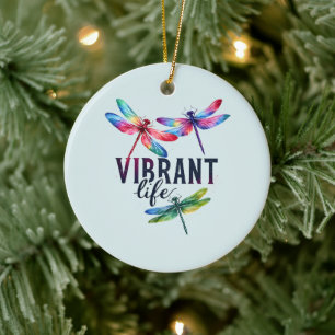 Vibrant Life - Artistic Dragonfly Ceramic Tree Decoration