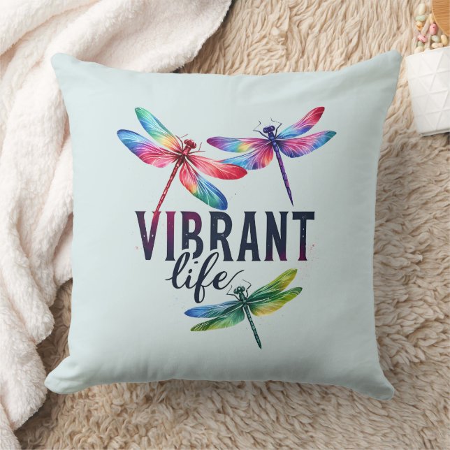 Vibrant Life - Artistic Dragonfly Cushion (Blanket)