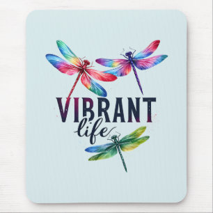 Vibrant Life - Artistic Dragonfly Mouse Mat