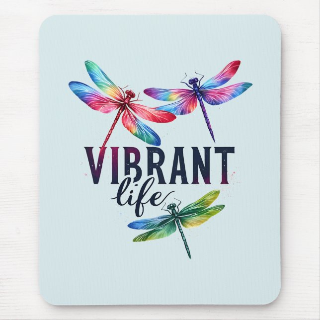 Vibrant Life - Artistic Dragonfly Mouse Mat (Front)