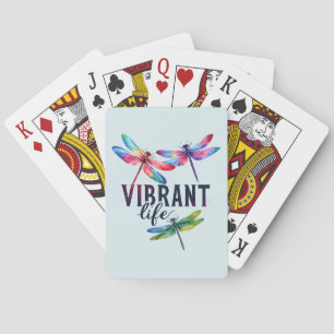 Vibrant Life - Artistic Dragonfly Playing Cards