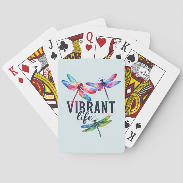 Vibrant Life - Artistic Dragonfly Playing Cards (Back)