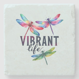 Vibrant Life - Artistic Dragonfly Stone Coaster