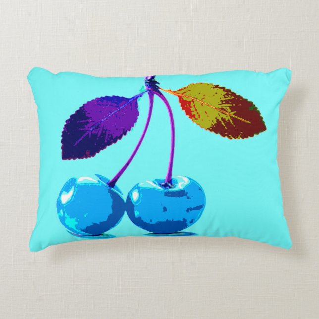 Vibrant light blue cherries   decorative cushion (Front)