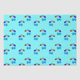 Vibrant light blue cherries tissue paper