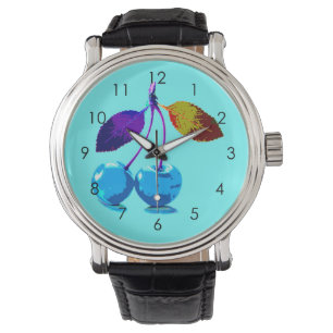 Vibrant light blue cherries watch