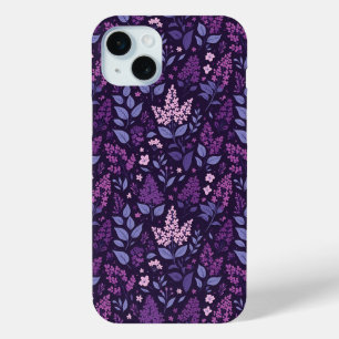 Vibrant Lilac Floral Pattern iPhone 15 Mini Case