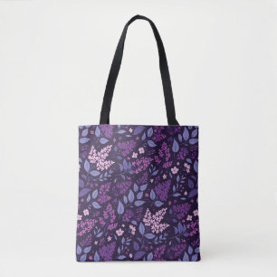 Vibrant Lilac Floral Pattern Tote Bag