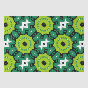 Vibrant Lime Green Black & White Geometric Pattern Tissue Paper