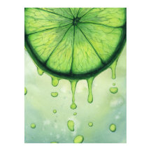 Vibrant Lime Green Citrus Slice Watercolor Art