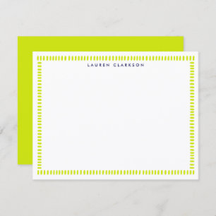 Vibrant Lime Hand Painted Striped Frame Note Card