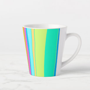 Vibrant lined colourful latte mug
