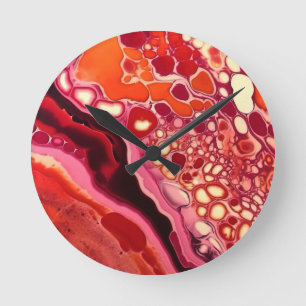 Vibrant Liquid Metal Swirls Round Clock