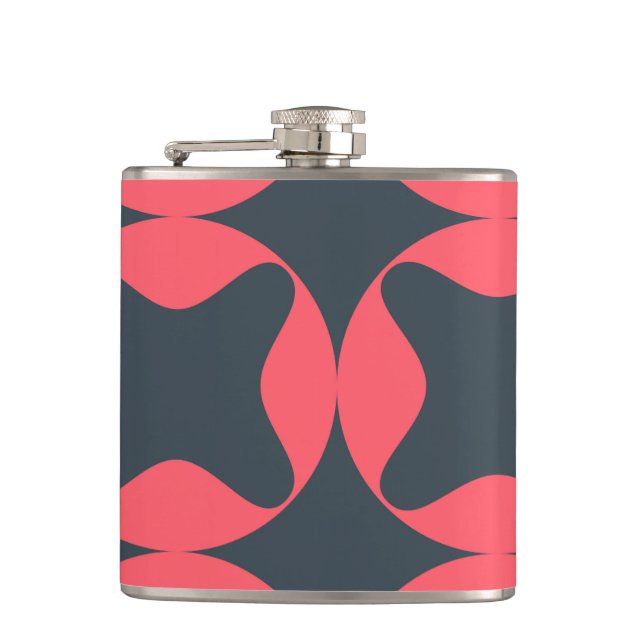 Vibrant, lively, simple, abstract geometric art hip flask (Front)