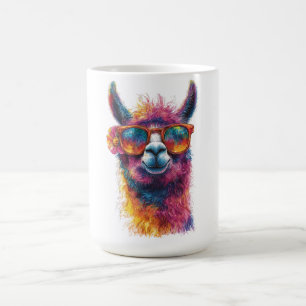 Vibrant Llama Head Illustration – Colorful, Unique Coffee Mug