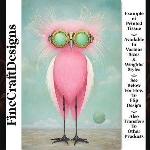 Vibrant Long Legged Funny Pink Bird BS9 Decoupage Tissue Paper
