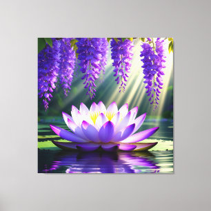 Vibrant Lotus Blossom on Water Canvas Print