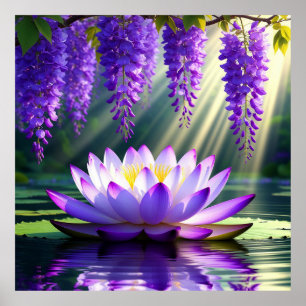 Vibrant Lotus Blossom on Water Poster