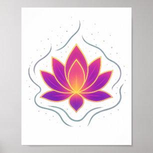 Vibrant Lotus Flower Yoga Wall Art Poster