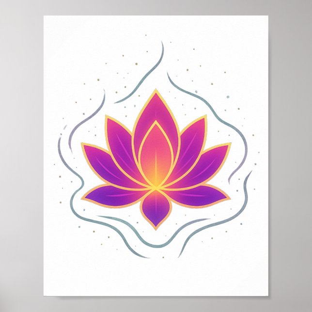 Vibrant Lotus Flower Yoga Wall Art Poster (Front)