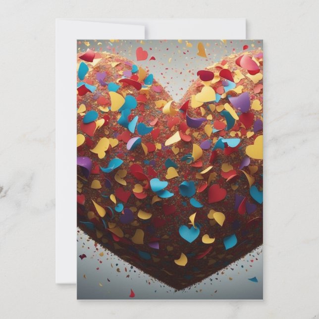 Vibrant Love Heart Confetti Thank You Card (Front)