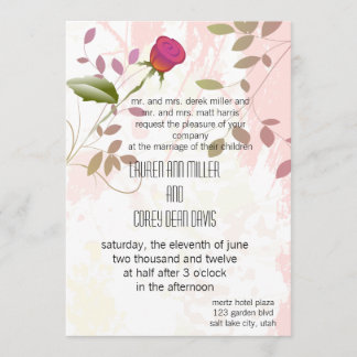 vibrant lovely rose wedding invitation