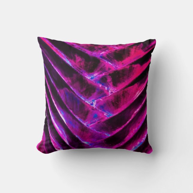Vibrant Magenta Colourized Traveller Palm Cushion (Front)