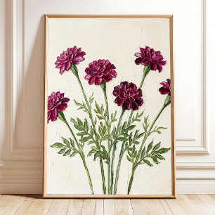 Vibrant Magenta Marigold Minimalist Wall Art