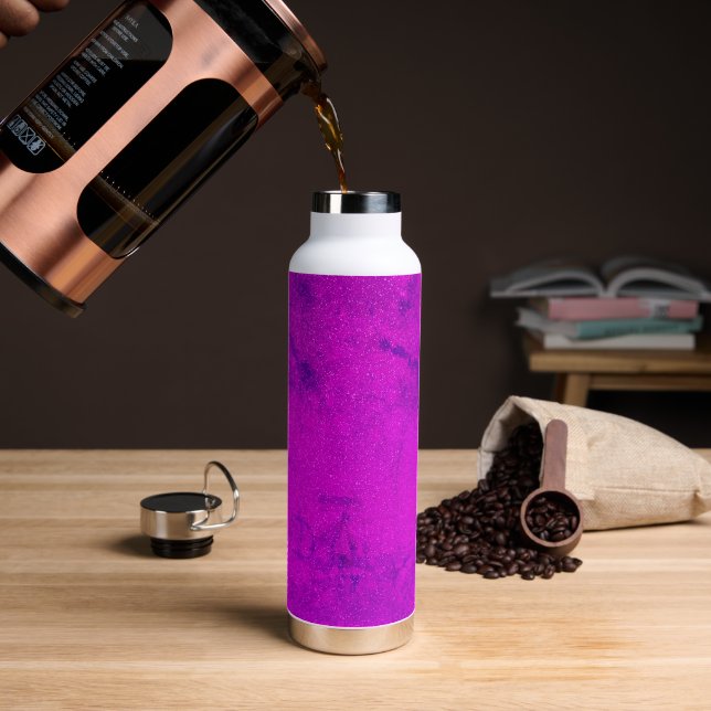 Vibrant Magenta Noise Texture Water Bottle (Coffee)