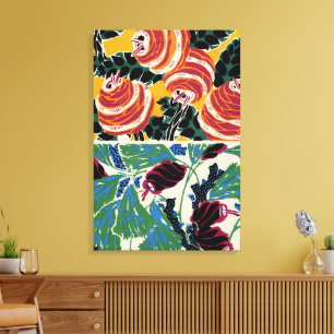 Vibrant Magenta & Orange Abstract Flower Art Canvas Print