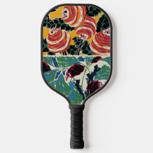 Vibrant Magenta & Orange Abstract Flower Art Pickleball Paddle