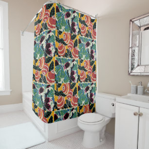 Vibrant Magenta & Orange Abstract Flower Art Shower Curtain