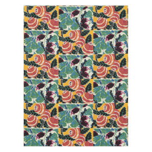 Vibrant Magenta & Orange Abstract Flower Art Tablecloth