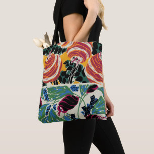 Vibrant Magenta & Orange Abstract Flower Art Tote Bag