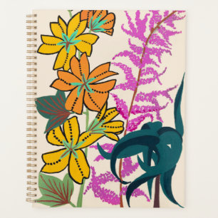 Vibrant Magenta & Orange Art Deco Flower Art Planner