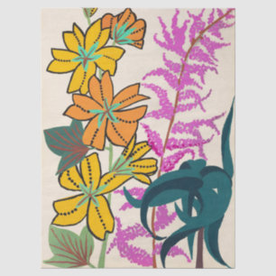 Vibrant Magenta & Orange Art Deco Flower Art Tissue Paper