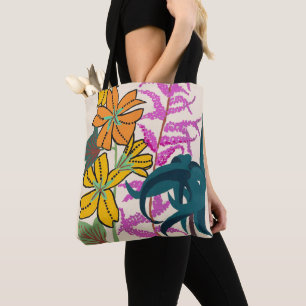 Vibrant Magenta & Orange Art Deco Flower Art Tote Bag