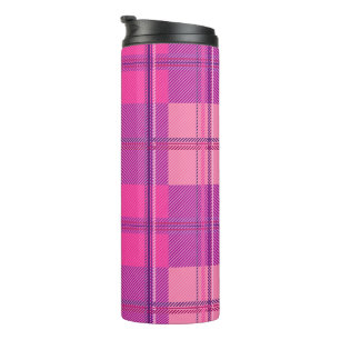 Vibrant Magenta Pink Plaid Aesthetic Thermal Tumbler