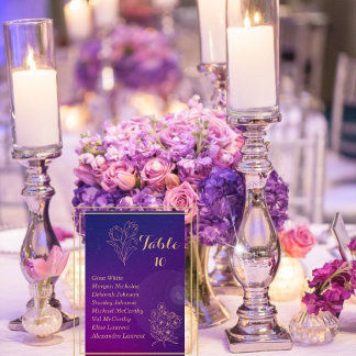Vibrant Magenta Purple Wedding Party Table Number