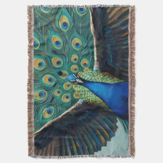 Vibrant Majestic Peacock Throw Blanket | Soft Wove