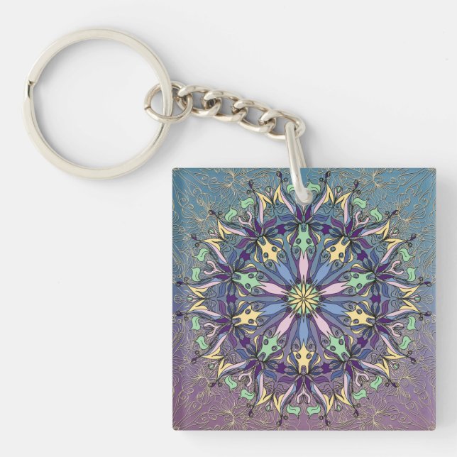 Vibrant Mandala Acrylic Keychain (Front)