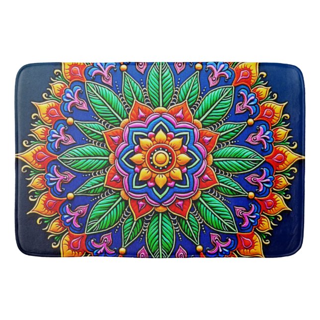 Vibrant Mandala Artistry Bath Mat (Front)