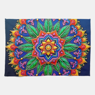 Vibrant Mandala Artistry Tea Towel